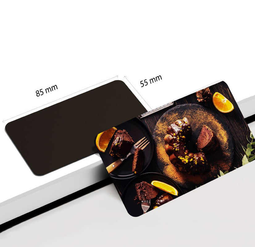 dhcrafts Rectangular Rubber Fridge Magnet Multicolor Food Orange Chocolate Cake D6 Rectangular Design Pack of 1 (8.6cm x 5.4cm)